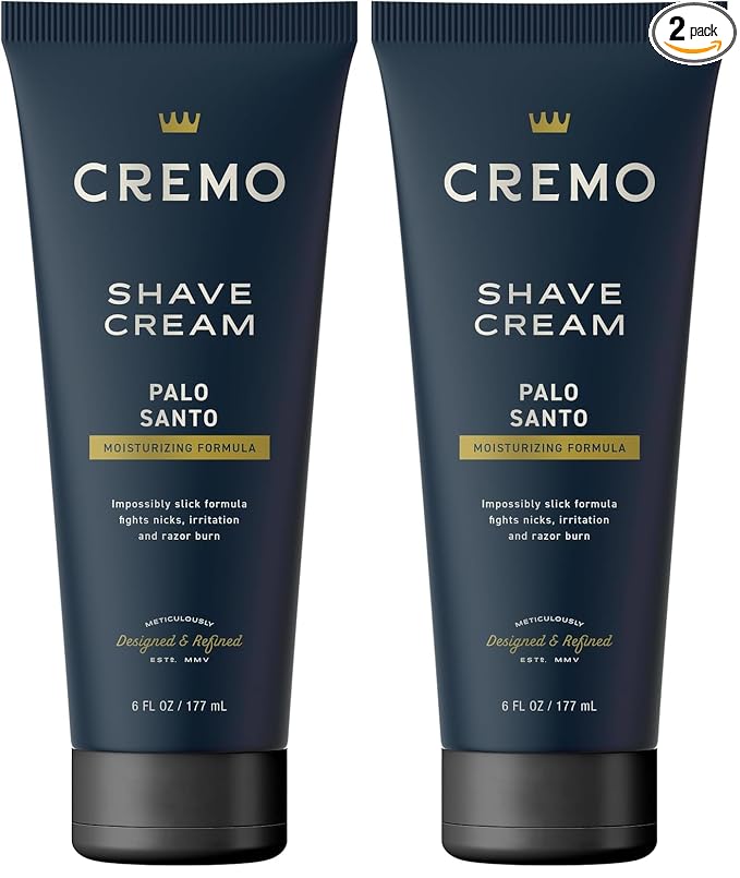 Cremo Palo Santo Shave Cream,Astonishingly Superior Ultra-Slick Shaving Cream for Men,Fights Nicks,Cuts and Razor Burn,6 Fl Oz,(Pack of 2)