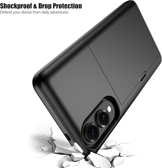 Nvollnoe for Samsung Galaxy S25 Edge Case with Card Holder Dual Layer Heavy Duty Protective Case Hidden Card Slot Slim Wallet Cover for Samsung S25 Edge 6.7''(Black)