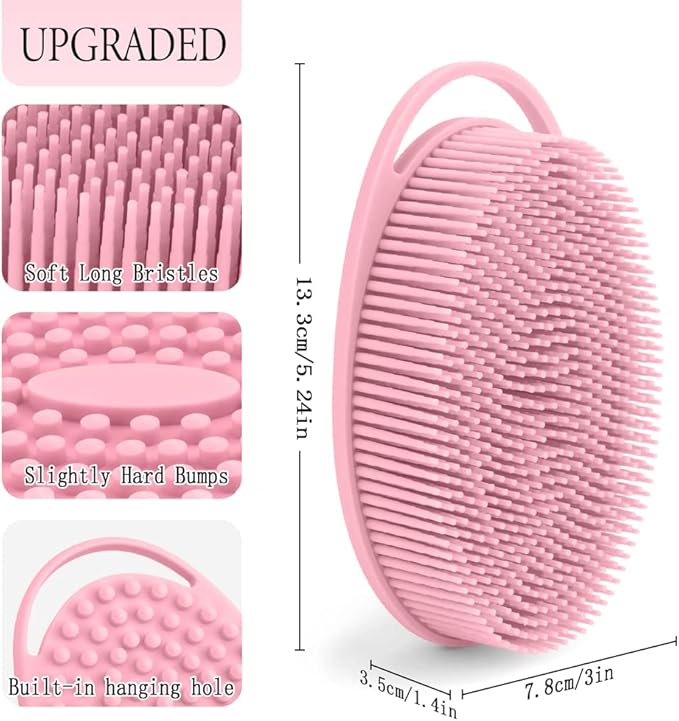 3 Pack Silicone Body Scrubber, Exfoliating Soft Loofah, Scrubber Fit for Sensitive and All Kinds of Skin, Clean Sanitary, Rapid Foaming Black+blue+pink
