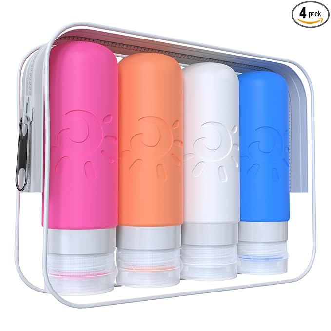 Zafit Travel Bottles for Toiletries, TSA Approved Travel Containers 3oz Leak Proof Travel Tubs Refillable Liquid Travel Accessories for Shampoo Conditioner Lotion Body Wash(Multicolored D)