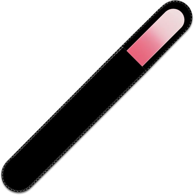 Mont Bleu Rainbow Crystal Nail File in Black Pouch - Large/Professional Size - Czech Tempered Glass - Handmade in Bohemia (Czech Republic)