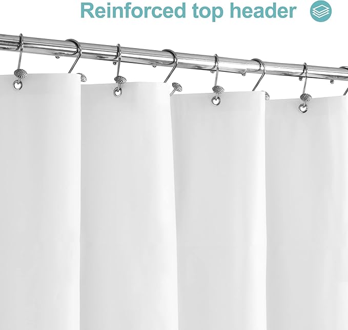 Mrs Awesome White Shower Curtain Liner with 3 Magnets, 72x72 Premium Flexible Sturdy Plastic Shower Curtain for Bathroom Lightweight & Waterproof, White