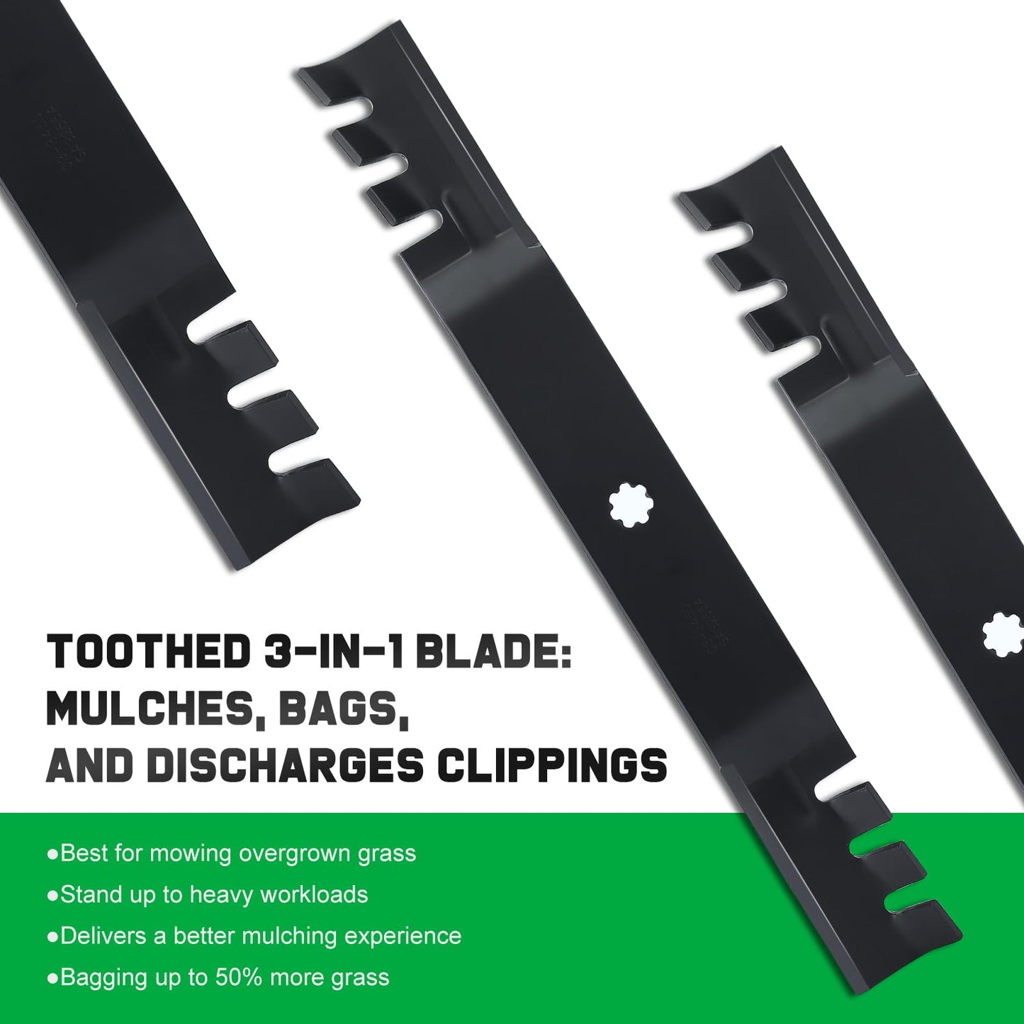 Grasscool GY20850 D105 S100 D130 Mulching Blades for John D-eere 42 inch Deck Lawn Tractor Riding Mower with 7 Star Mounting Pattern D110 D100 D125 E100 E110 LA125 LA115 LA105 Replace GX22151