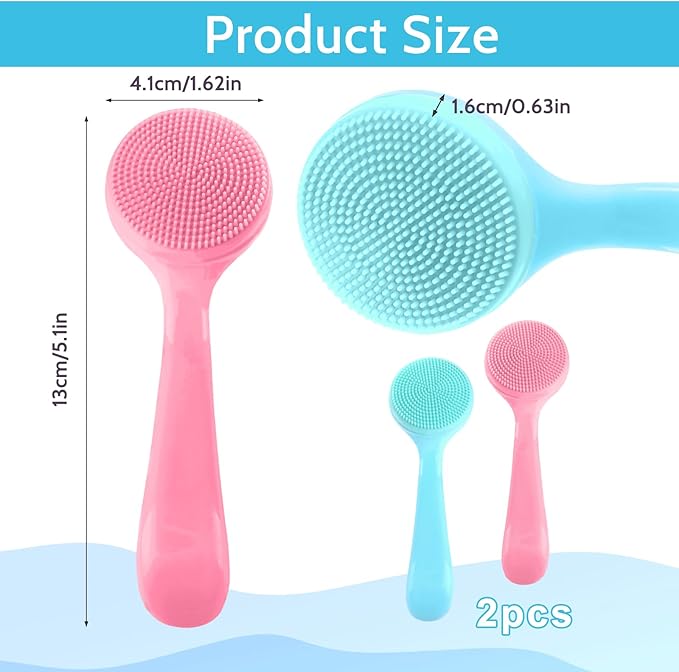 2Pack Silicone Face Brush Manual Face Scrub Brush Soft Facial Brushes Waterproof Exfoliating Face Brush Skin Friendly Face Cleaner Brush for Women and Men Blackheads Makeup Residues Removal