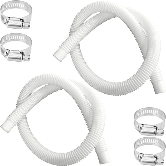 1.25 Inch Pool Hose for Above Ground Pools, 1-1/4" x 3ft Flexible Pool Skimmer Hose Replacement Compatible with Intex, Coleman, Summer Waves, XtremepowerUS, Bestway, Sand Filter Pumps (White, 2 Pack)