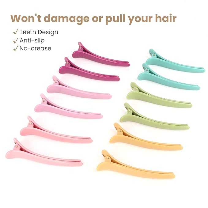 12 Pcs Hair Clips for Styling Sectioning, YISSION 3.1 Inch Alligator Hair Clips Hair Barrettes No Crease Duck Billed Hair Clip, Hair Styling Accessories for Women Girls (6 Pastel Colors)