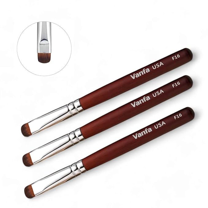 Vanfa French Brush for Nails, Clean up brush for Gel Nail Polish (F16 - Pack of 3)