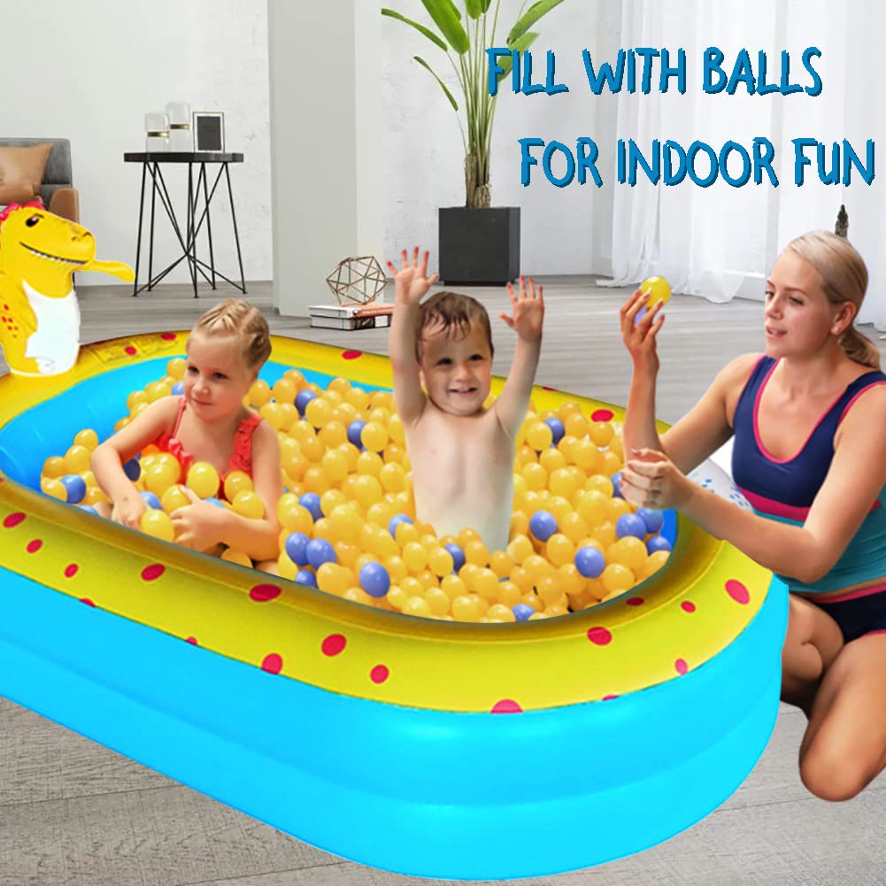 Inflatable Swimming Pool for Kids with Sprinkler, 67x41x32in Family Size Backyard Summer Water Play