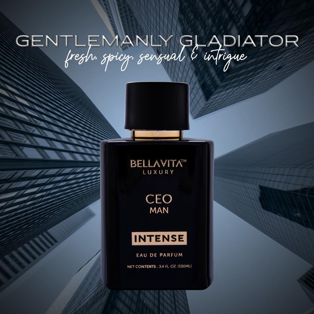 Bellavita Luxury CEO MAN INTENSE Eau de Parfum | 100 ml (3.4 fl.oz.) | Perfume for Men | Aromatic, Lavender, Carnation, and Musk Notes | Long Lasting Men's Fragrance
