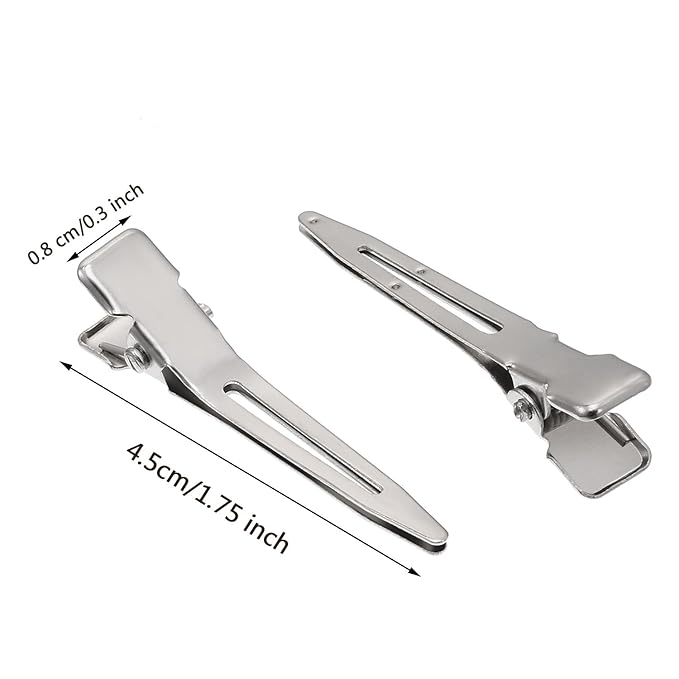 Hicarer 1.75 Inches Single Prong Hair Clips, 50 Pack - Durable Metal Alligator Clips for Dreads Lock Clips, Hair Extensions, Pin Curls, Hair Pins