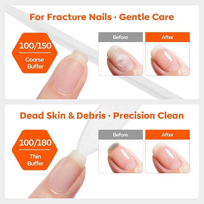 Modelones Nail Files, 3 PCS Crystal Glass Nail Files with 180/240 Grit Ã¢ÂÂ Double-Sided Reusable Fingernail Buffers & Cuticle Remover for Home, Travel, and Salon Manicure