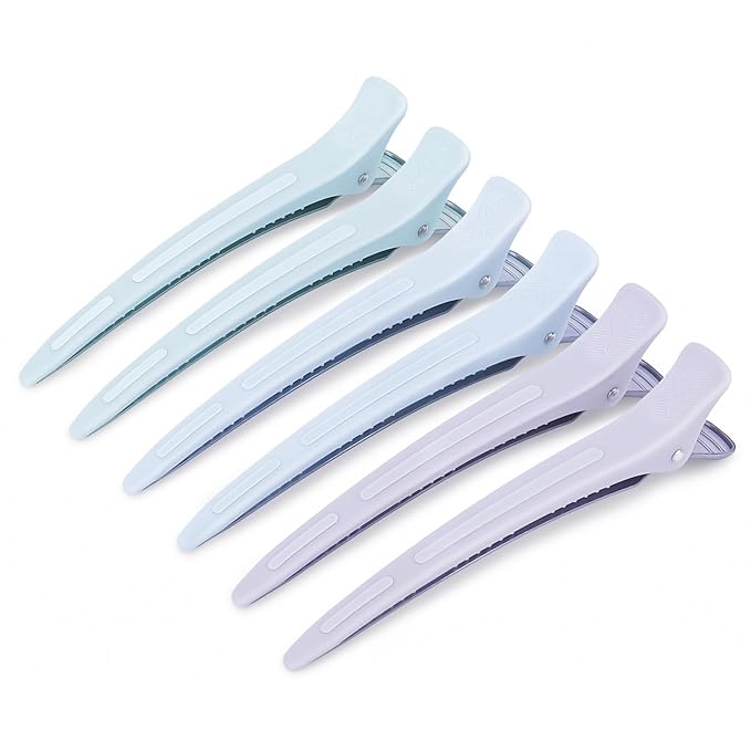 AIMIKE Extended Sectioning Hair Clips w/Built-in Silicone Band, 4.8" No-Crease Non-Slip Hair Styling Clips for Thick, Long Hair – Blow Drying,Hair Rollers, Rust-Free –6 Pack, Morandi Misty Trio Series