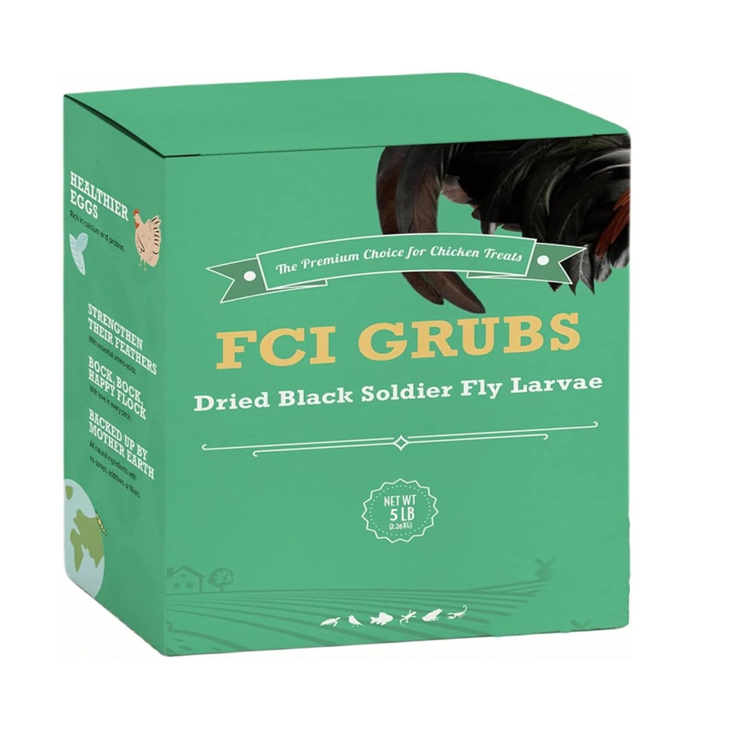 FCI GRUBS 5LB Dried Black Soldier Fly Larvae for Chickens,High Calcium,Non-GMO,60-100X More Calcium Than Mealworms,Treat for Laying Hen,Ducks,Wild Birds,Turtles