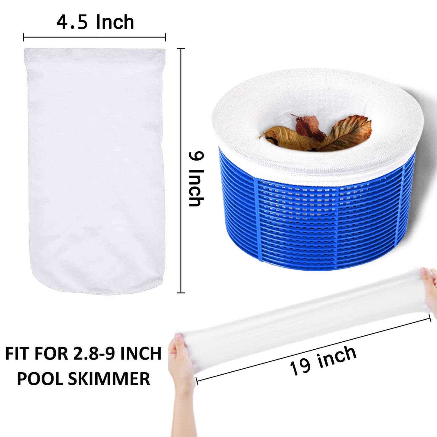 100 Pack Pool Skimmer Socks, Pool Filter Socks Works Perfect with Pool Skimmer for Inground and Above Ground Pool Skimmer Basket/ Hot Tub Filter, Ultra Fine Mesh Socks Filter Debris and Leaves