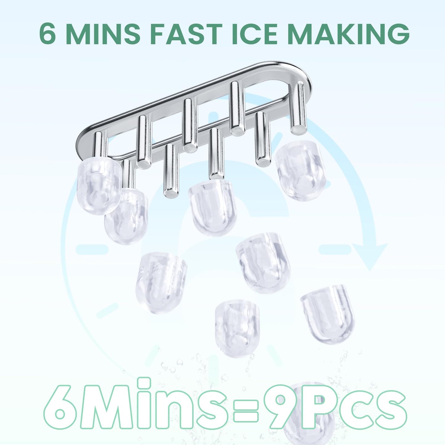 KMFurnila Ice Makers Countertop, Portable Ice Machine with Handle, 6 Mins 9 Bullet Ice Cubes with Basket and Scoop, 26lbs in 24Hrs, Auto-Cleaning, for Home, Kitchen, RV, Camping, Pink