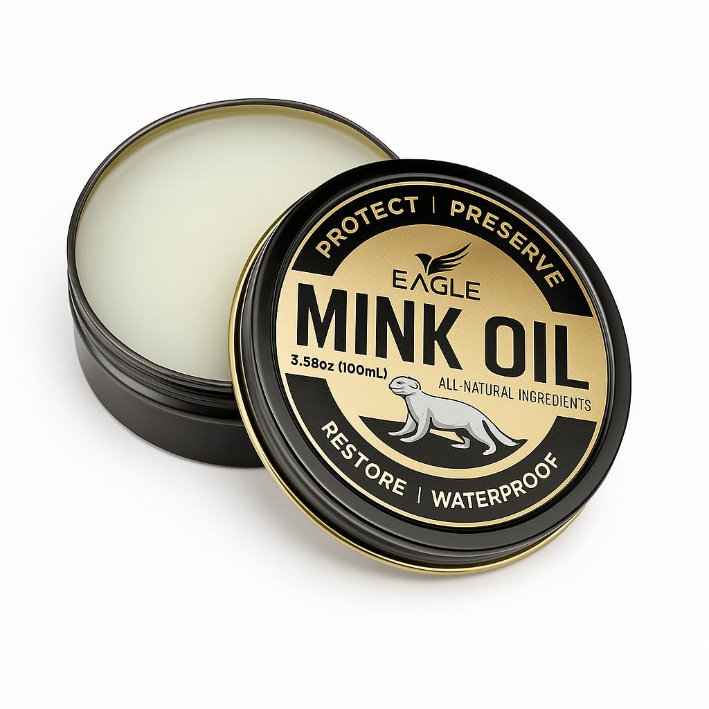 4-in-1 Mink Oil Leather Conditioner Kit – 3.52oz Waterproof Paste with Horsehair Brush, Sponge & Microfiber Cloth – Leather Cleaner & Protector for Boots, Shoes, Jackets, Saddles & Bags