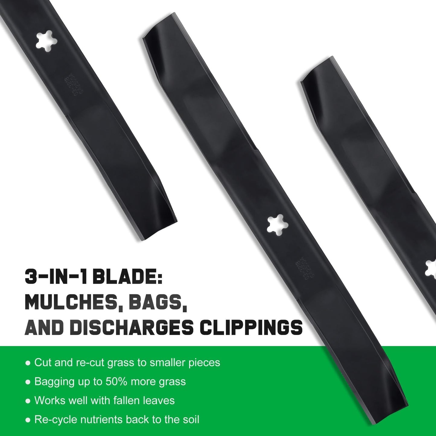 Grasscool 532134149 422719 134149 Mulching Blades for Craftsman 42 inch Deck Riding Lawn Mower Tractor with 5-Star Mounting Pattern LT1000 LT2000 Replace 424752 138971