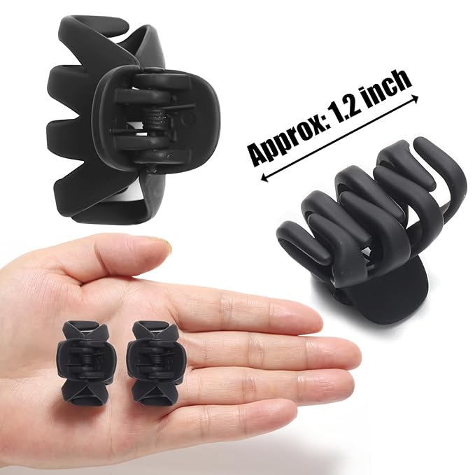 Cobahom 24 Pack Small Hair Claw Clips 1.2 Inch Matte Hair Clips for Thin Hair No-Slip Mini Hair Clip Hair Styling Accessories for Women and Girl (Matte Black)