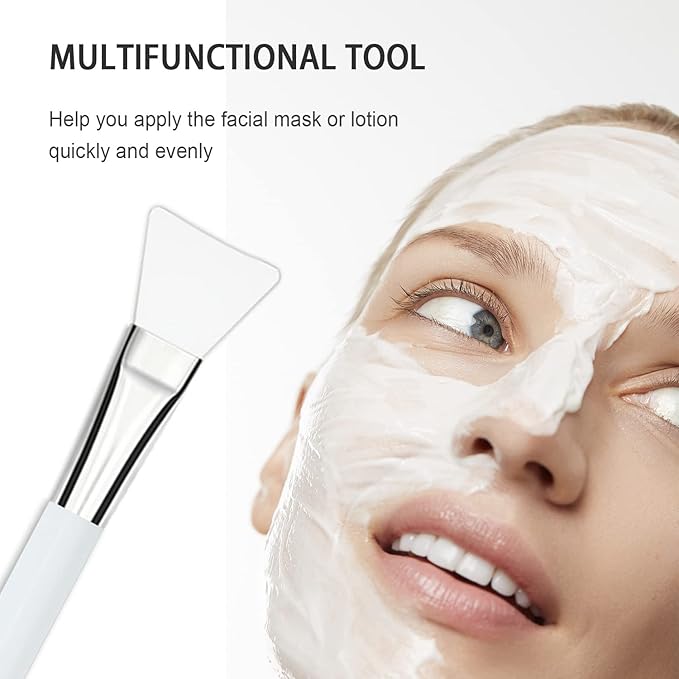 Facial Mask Application Brush, Soft Silicone Shovel Shape White Brush Head Cosmetic Tool for Body Lotion, Mud, Clay, Charcoal Mixed Mask