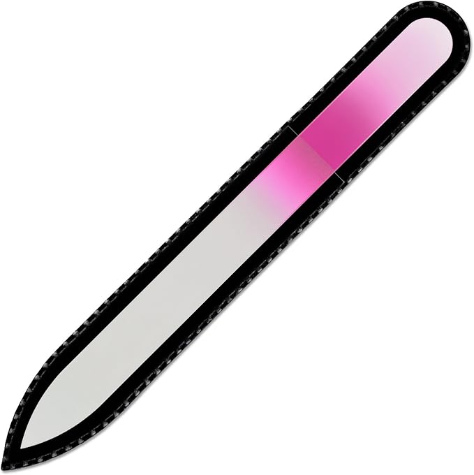Mont Bleu Rainbow Crystal Nail File in Black Pouch - Czech Tempered Glass - Handmade in Bohemia (Czech Republic)