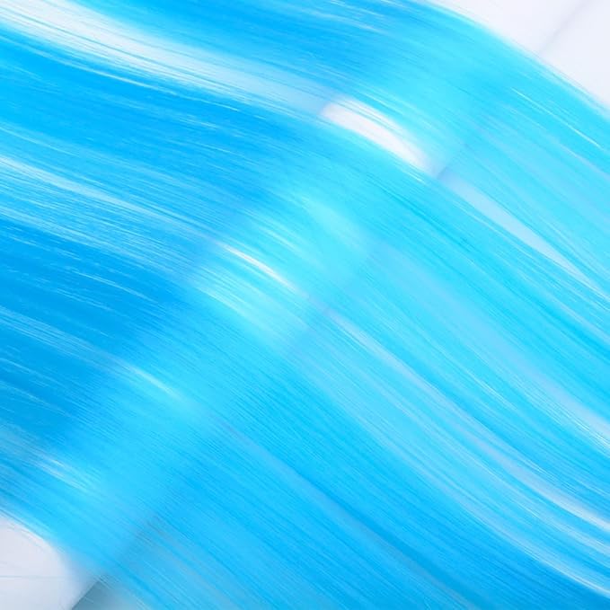 16Pcs Light Blue Clip in Hair Extensions Straight Synthetic Highlights Colored Party Hairpieces for Women Festival Daily Outfits 20 Inch