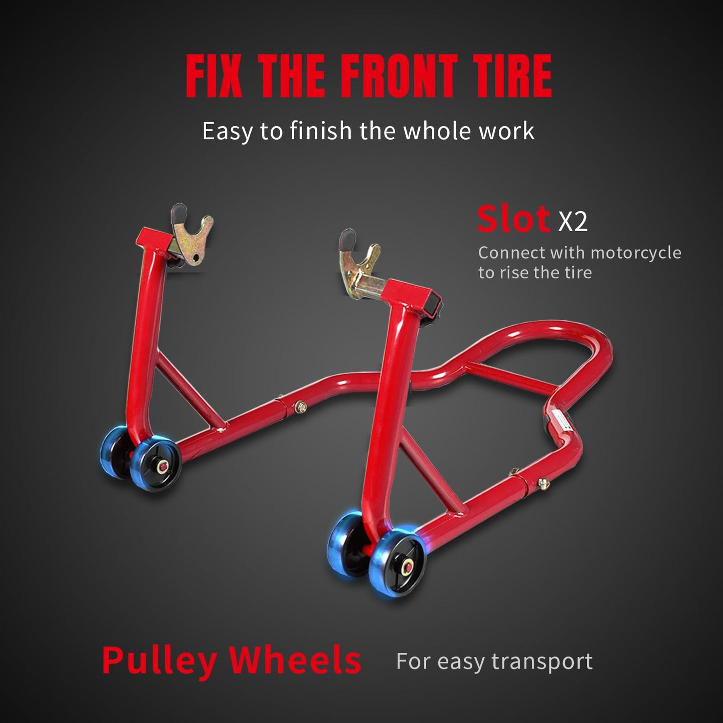 Motorcycle Stand Lift, Universal Paddock Lift Stand, 1100lbs Front Rear Combo Stand Lift Stand, Rear U+L Fork Swingarm Spool Stand 2-Pack
