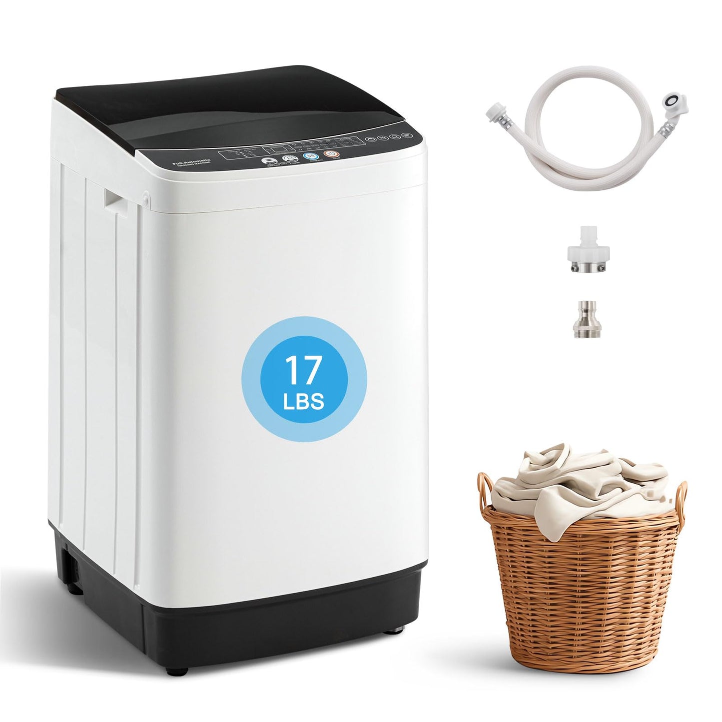DOGHLY Portable Washing Machine, 17LBS Full Automatic Washer and Spinner, 10 Programs with Child Lock & Energy-Saving, Compact Laundry Wash Spin Dryer for Apartment RV Dorm Home