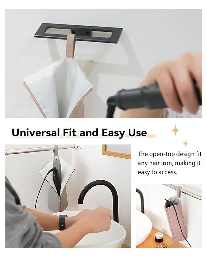 Holder & Mat for Curling Iron Flat Iron, Heat Resistant Hot Hair Tool Travel Bag Case Ã¯Â¼ÂblackÃ¯Â¼Â