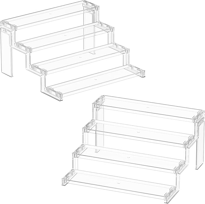 Lifewit Cupcake Stand, Perfume Cologne Organizer, Tool-Free Assembly, Display Riser, Spice Rack, Figurine Holder, Makeup Storage, Room Decor, Party Decorations, Clear, 12″ 4 Tier, 2 Pcs