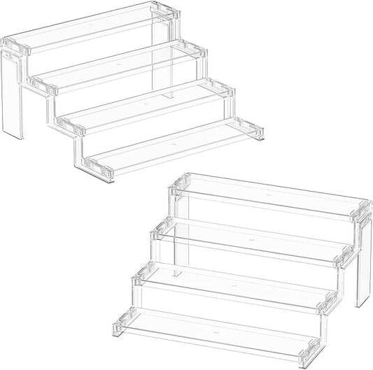 Lifewit Cupcake Stand, Perfume Cologne Organizer, Tool-Free Assembly, Display Riser, Spice Rack, Figurine Holder, Makeup Storage, Room Decor, Party Decorations, Clear, 12″ 4 Tier, 2 Pcs