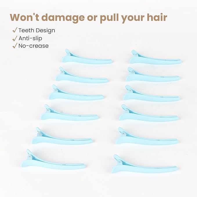 12 Pcs Light Blue Hair Clips for Styling Sectioning, YISSION 3.1 Inch Matte Alligator Hair Clips Hair Barrettes No Crease Duck Billed Hair Clip, Hair Styling Accessories for Women Girls