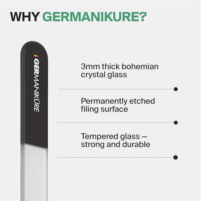 GERMANIKURE Glass Nail File in Cork Sleeve - Dear Mom I Love You - Professional Crystal Nail File for Natural Nails - Ideal Manicure & Pedicure Tool for Smooth, Easy Shaping - Nail Care Gift