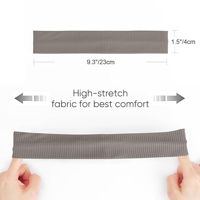DRESHOW 8 Pack Sweat Bands Headbands for Women Workout Non-Slip Stretchy Fashion HairBand Curly Hair Headband Soft Hair Accessories for Sports Running Athletic Yoga
