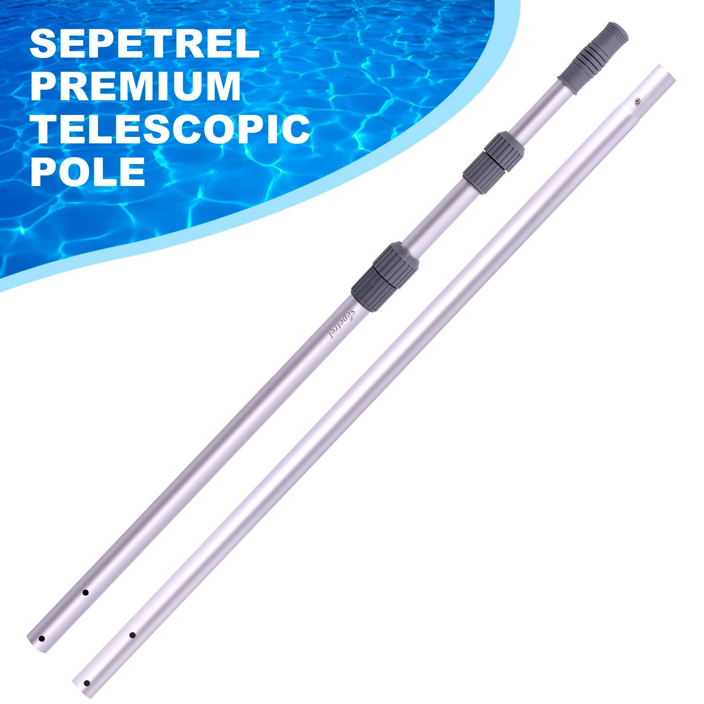 Sepetrel Pool Pole - Professional 12 Foot Telescoping Swimming Pool Cleaning Poles,Adjustable Telescopic Pole,for Skimmer Net,Brush,Vacuum Head