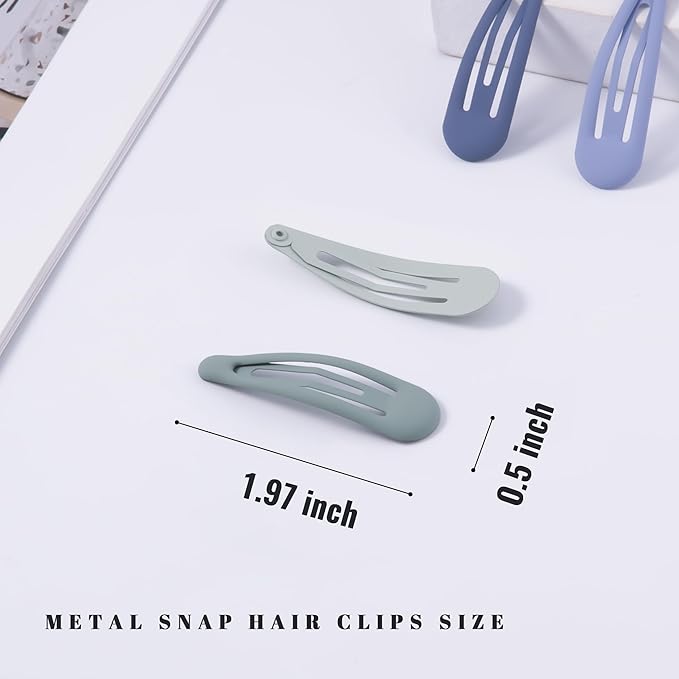 Small Hair Barrettes For Women No Slip Metal Snap Clips For Thin And Fine Hair,Matte Mix Colors,20 PCS,1.97 x 0.5 Inch.