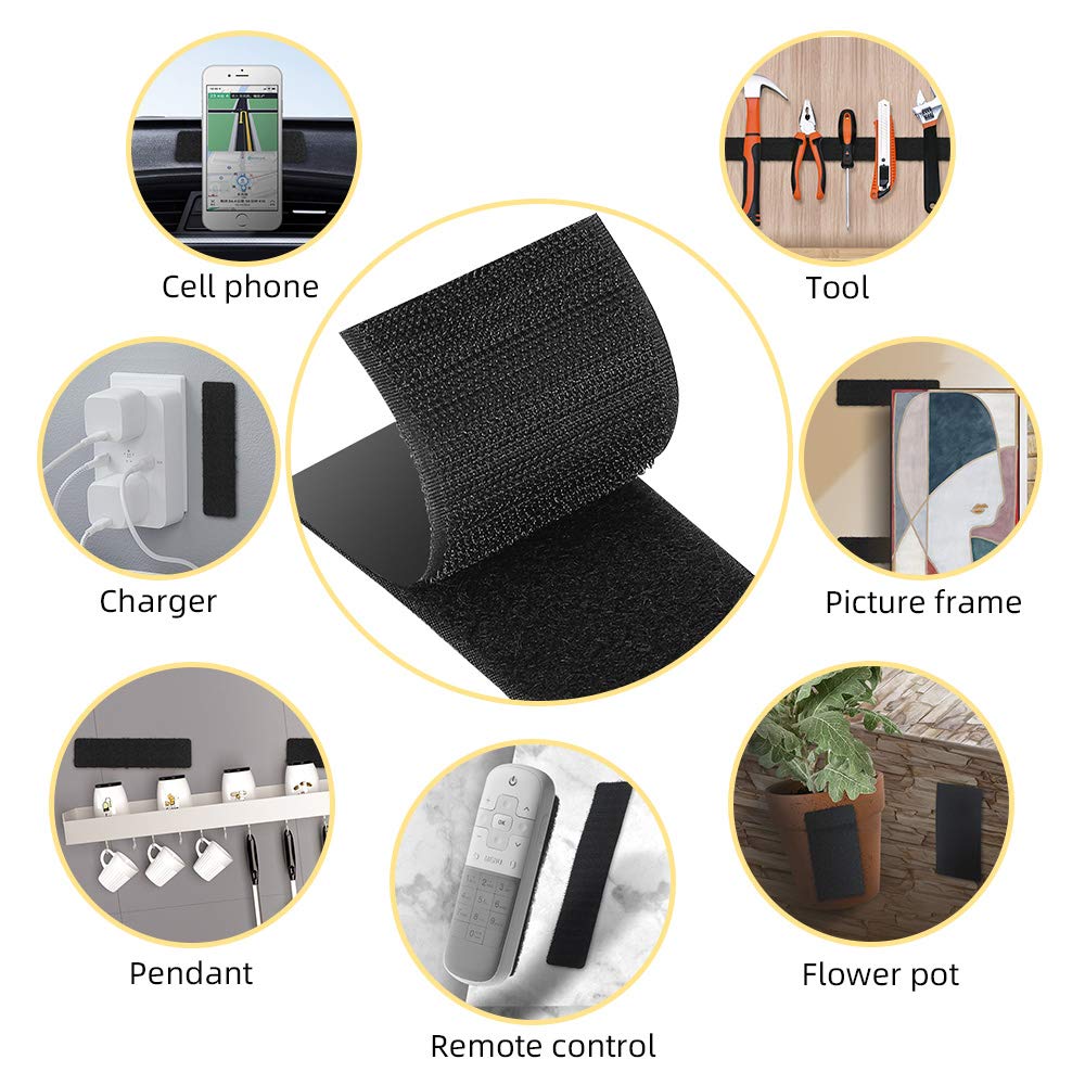 NISUOIEN Strips with Adhesive - 30 Sets Strong Sticky Double Sided Tape with Hook and Loop - 2 x 4 Inch