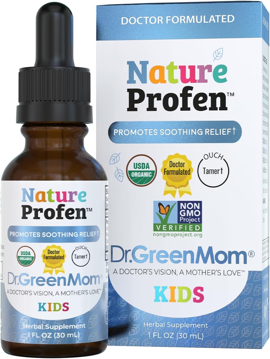 Dr. Green Mom Nature Profen Natural Relief for Infants & Kids | USDA Organic Herbal Drops for Teething, Growth Spurts, and Occasional Discomfort | Natural Child & Baby Comfort Aid