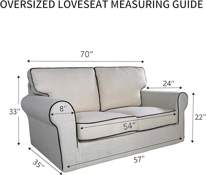 PureFit Reversible Quilted Sofa Cover, Water Resistant Slipcover Furniture Protector, Washable Couch Cover with Non Slip and Elastic Straps for Kids, Dogs, Pets (Oversized Loveseat, Beige/Beige)