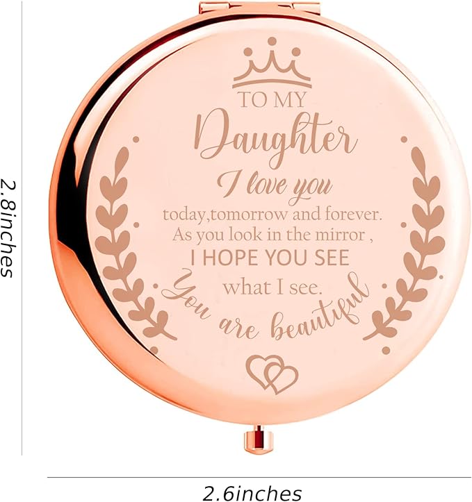 Soulpetals Daughter Gift from Mom, Birthday Gifts for Daughter Adult, Gifts for Daughters from Mothers, Daughter Wedding Gift from Mom to My Daughter Makeup Compact Mirror