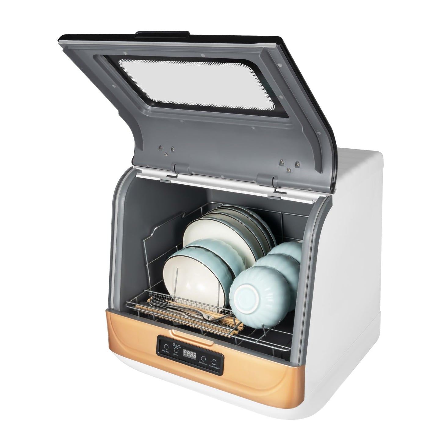 Portable Countertop Dishwasher for 4-6 Sets, Compact Mini Dish Washer with 8L Water Consumption,No Installation Needed，800W Dish Washing Machine with 3 Modes for Tableware & Fruit