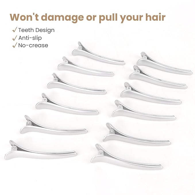 12 Pcs Silver Hair Clips for Styling Sectioning, YISSION 3.1 Inch Alligator Hair Clips Hair Barrettes No Crease Duck Billed Hair Clip, Hair Styling Accessories for Women Girls