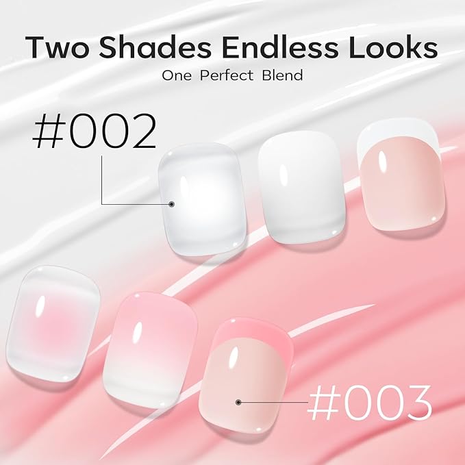 modelones Pat Paint Gel Nail Polish, 2 Colors Soak Off UV Patting Gel Polish Pigmented Colors for Ombre & Gradient & Blush Blooming & French Tip Nail Art, Ivory Blush