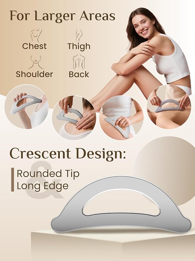 Rena Chris Muscle Scraper Tool Set - Stainless Steel Gua Sha for Physical Therapy & Deep Tissue Massage, Body Gua Sha Tools with Travel Pouch (2-Piece Kit)