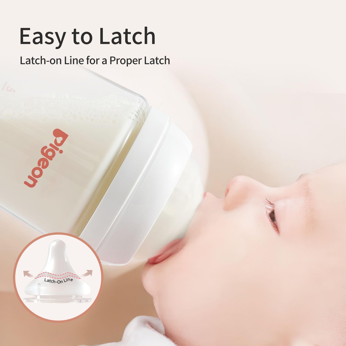 Pigeon PP Nursing Bottle Wide Neck, Anti-Colic, Streamlined Body, Natural Feel, Easy to Clean, 8.1 Oz(Pack of 4), Includes 4pcs M Nipples (3m+)