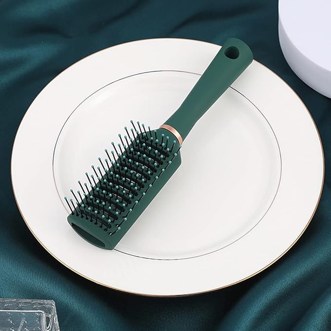 Detangling Brush Anti-Static Detangler Hair Brush Blow Drying Hairbrush Comb Nylon Bristle Pins Fashion Massage Brushes Wet or Dry All Hair Types Styling Dark Green Color (Vented)