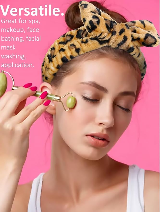 Huachi Spa Headband for Women Washing Face Girls Skincare Headbands Makeup Cheetah Print Leopard Face Wash Head Band Animal Print Christmas Gifts for Teen Girls
