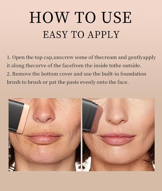 Foundation Stick, 2 in 1 Dual-Ended Long-Lasting Concealer Korean Foundation Contour Stick, Waterproof Contouring foundation with Brush, Full Coverage Matte Finish for Face Makeup(05#DEEP WHEAT COLOR)