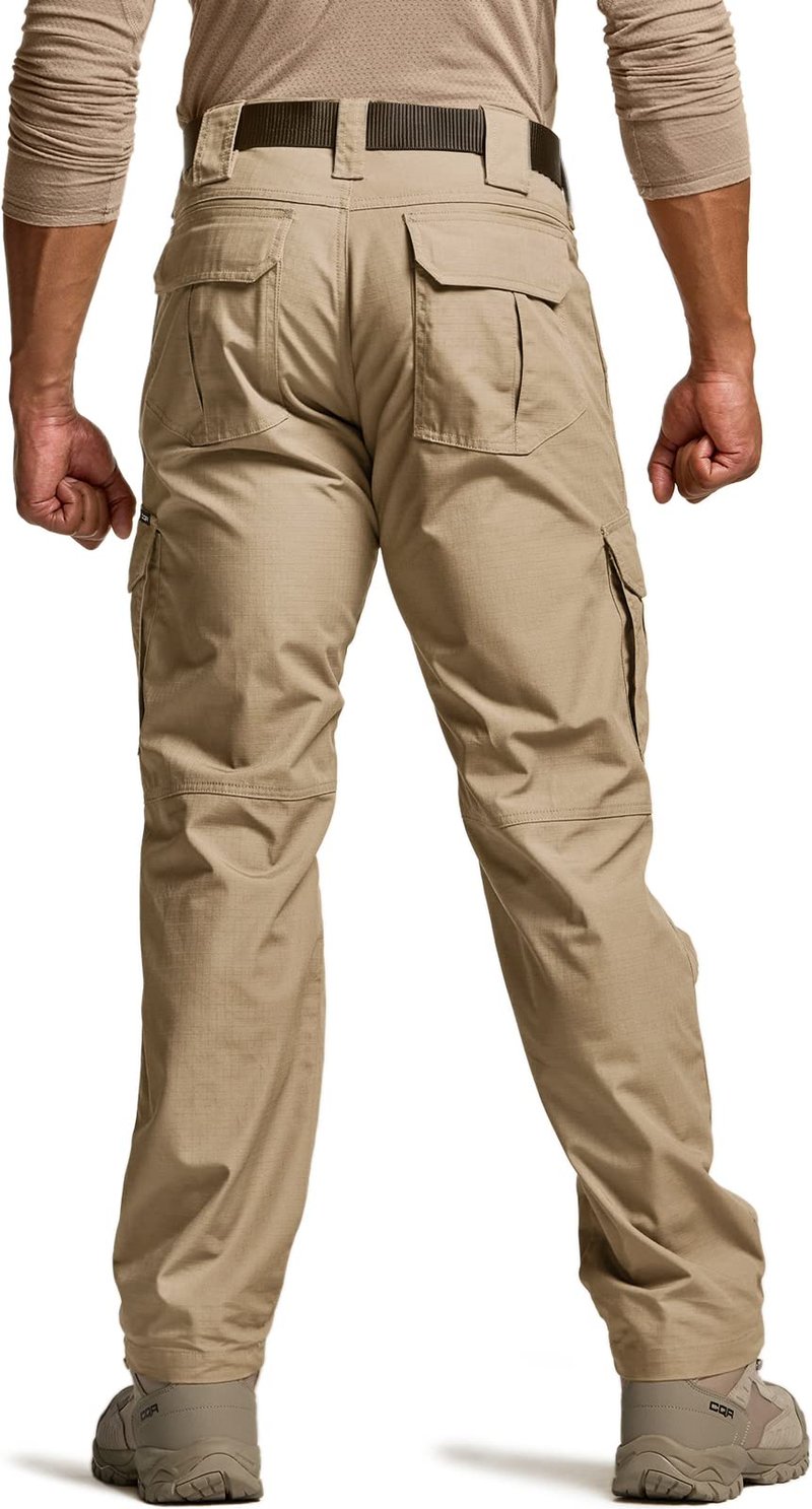 CQR Men's Tactical Pants, Water Resistant Ripstop Cargo Pants, Lightweight EDC Work Hiking Pants, Outdoor Apparel, Duratex Mag Pocket Khaki, 36W x 30L