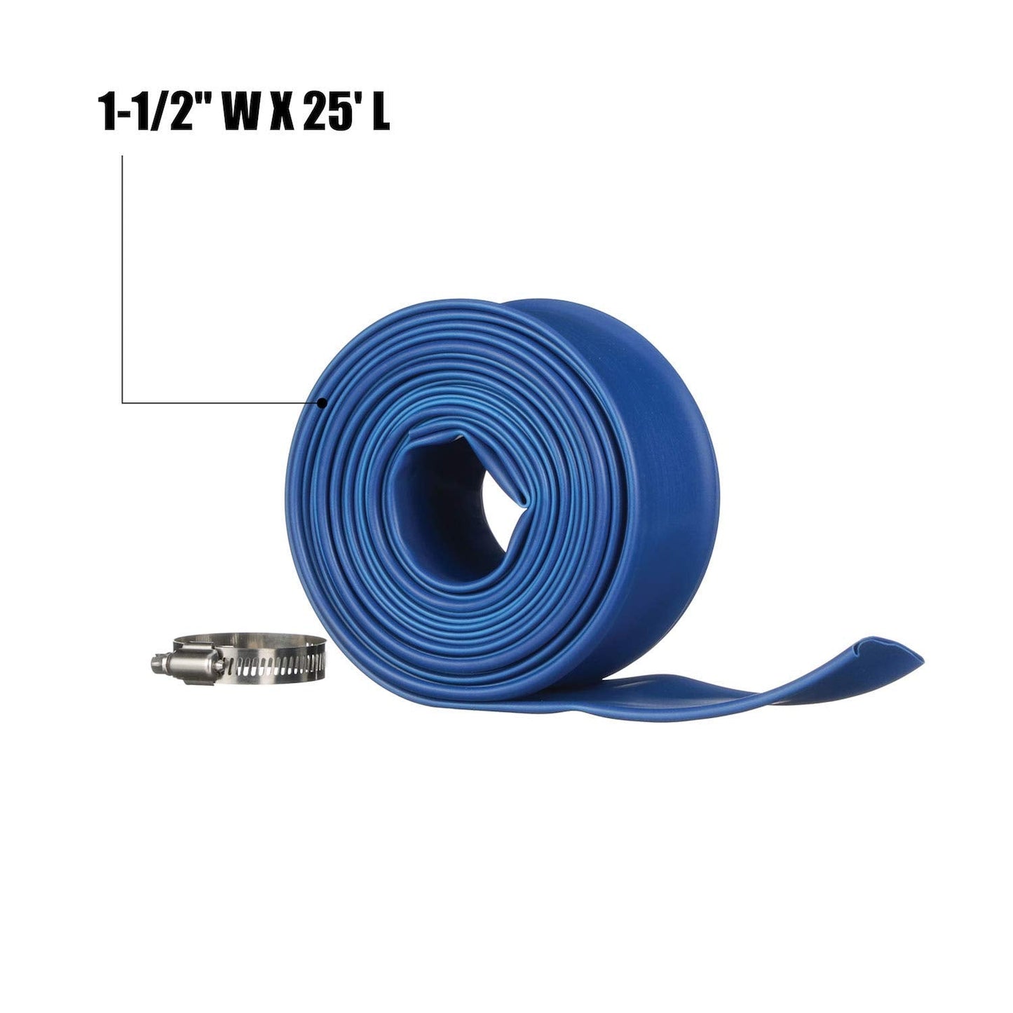 Blue Devil 25-Foot Vinyl Backwash Hose for Pool with Hose Clamp, 1-1/2" W x 25' L