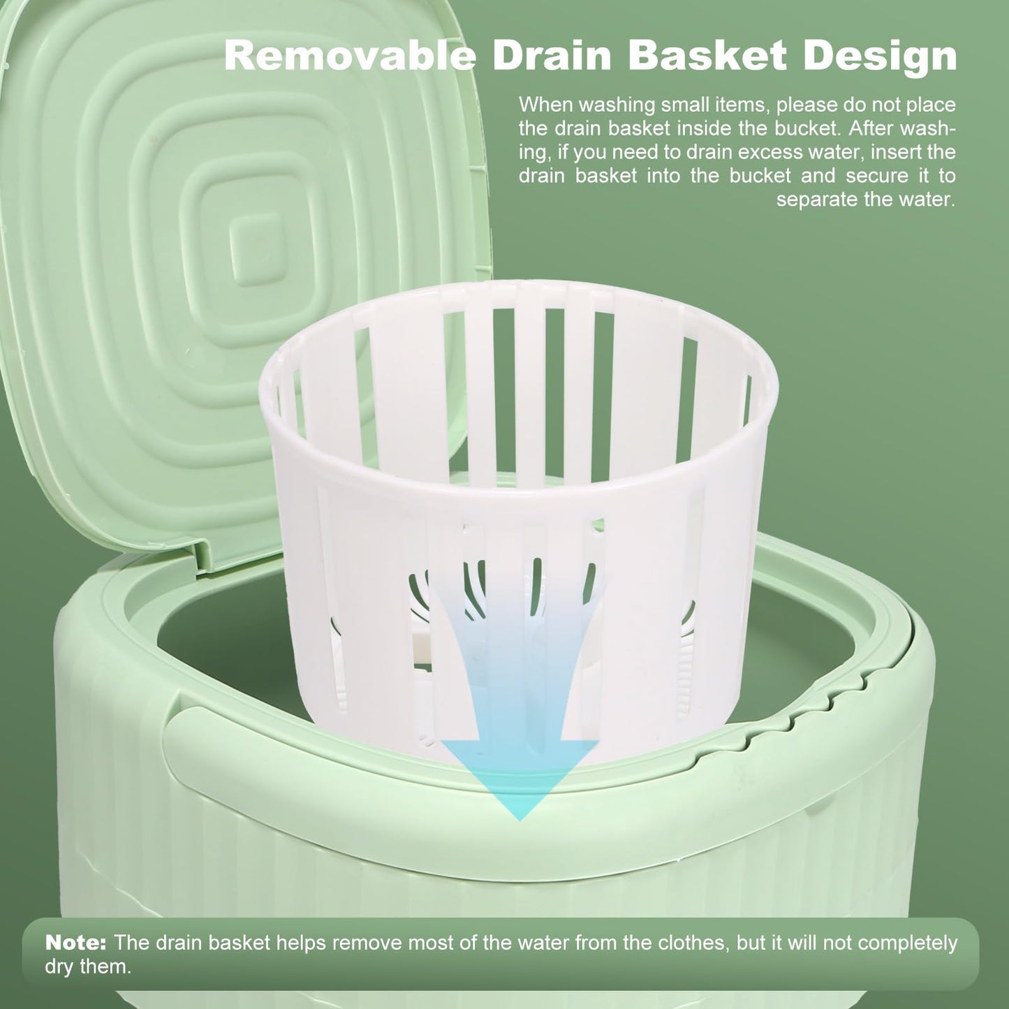 Mini Portable Washing Machine, 9L, 3 Modes, Blue Light Disinfection, Ideal for Underwear, Socks, Baby Clothes. Foldable for Space-Saving, Perfect for Apartments, Hotels, Camping & Travel (Green)